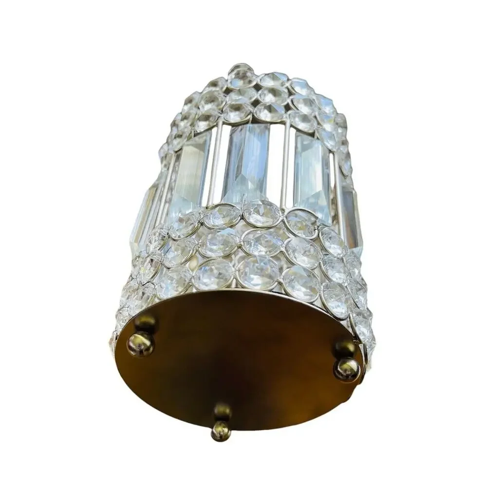American Style Clear Silver Glass Crystal Votive Holder Decorative Candle 7